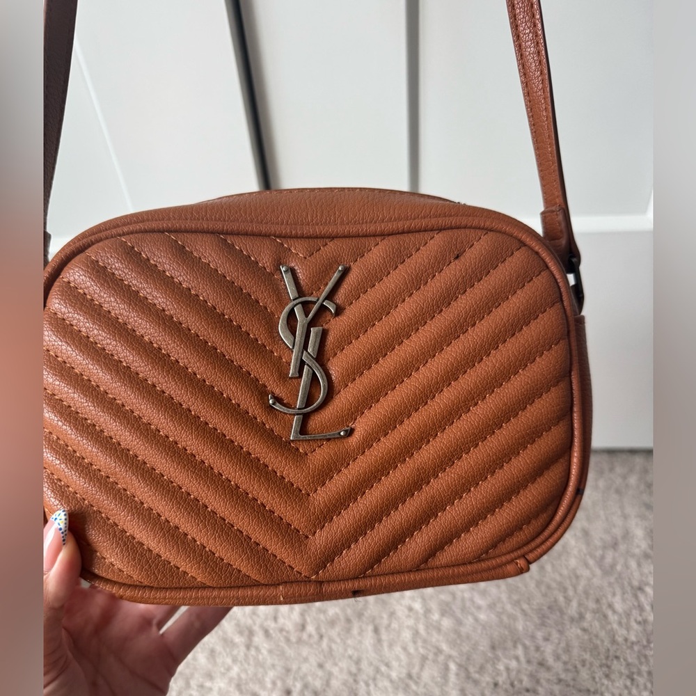 Yves Saint Laurent Tan Chevron Crossbody Bag